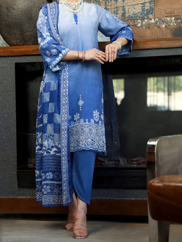 Almirah Blue Jaquard ALP-3PS-1390 Festive Collection  2022 Online Shopping